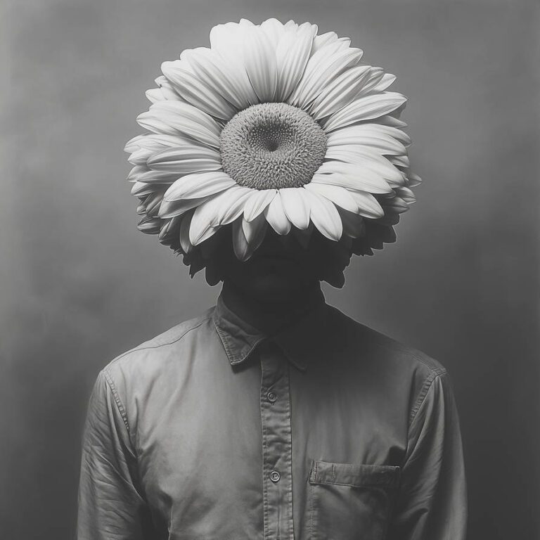 Art by son of gerbera: Man with a daisy head